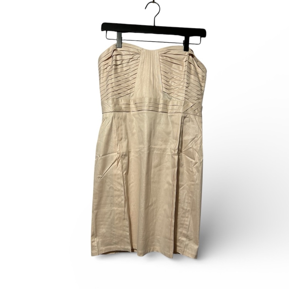 Miss Minuet  cream pleated sleeveless Corset cocktail dress Size Large New